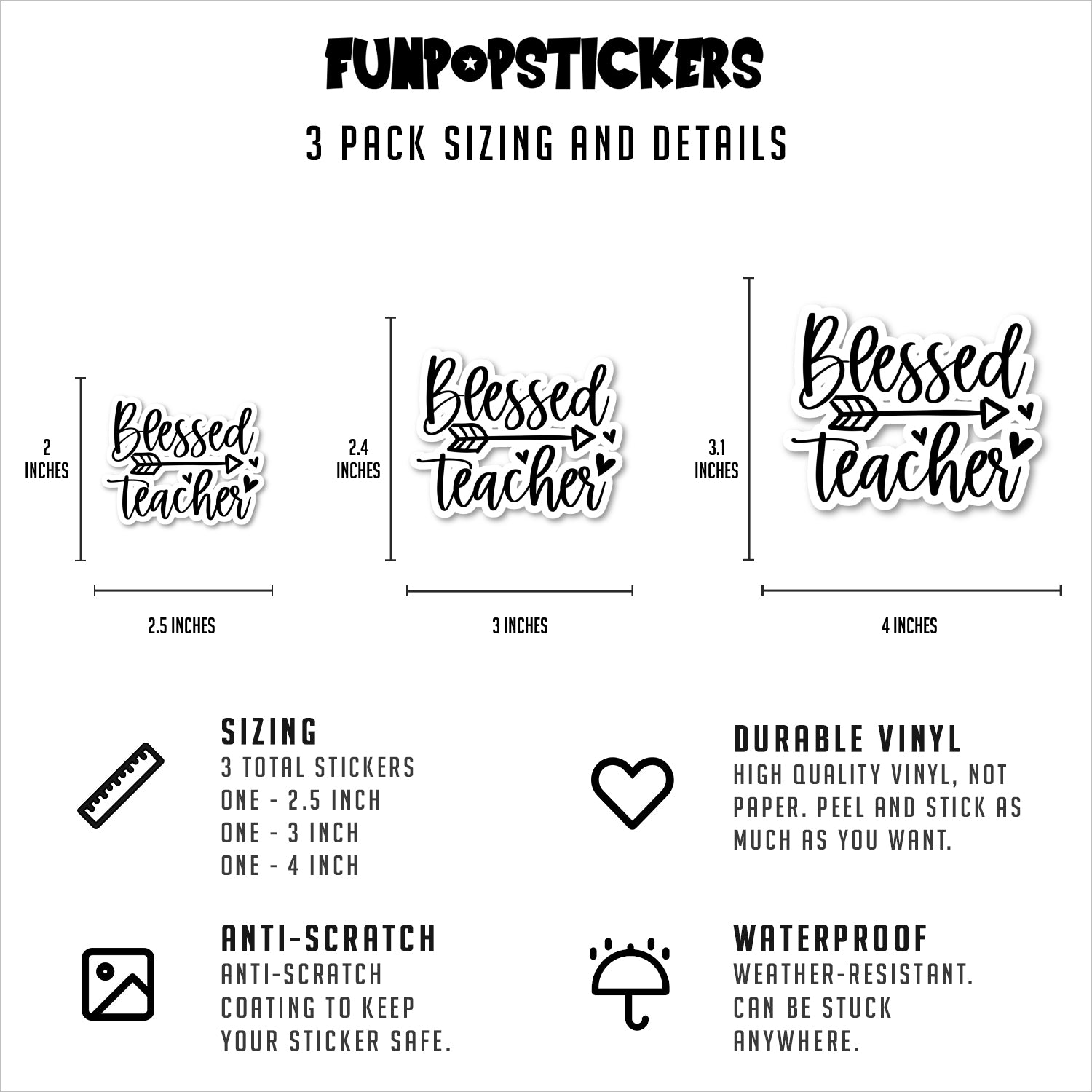 Blessed Teacher Vinyl Stickers