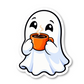 Cute Ghost Drinking Coffee Sticker Vinyl Sticker