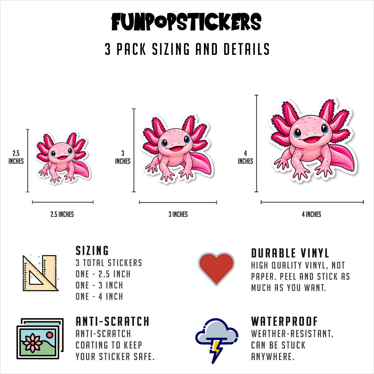 Axolotl Stickers Vinyl Stickers