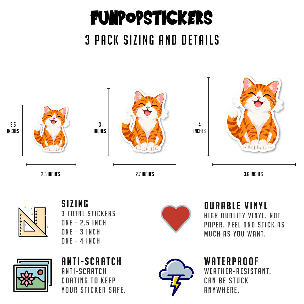 Happy Cat Vinyl Stickers