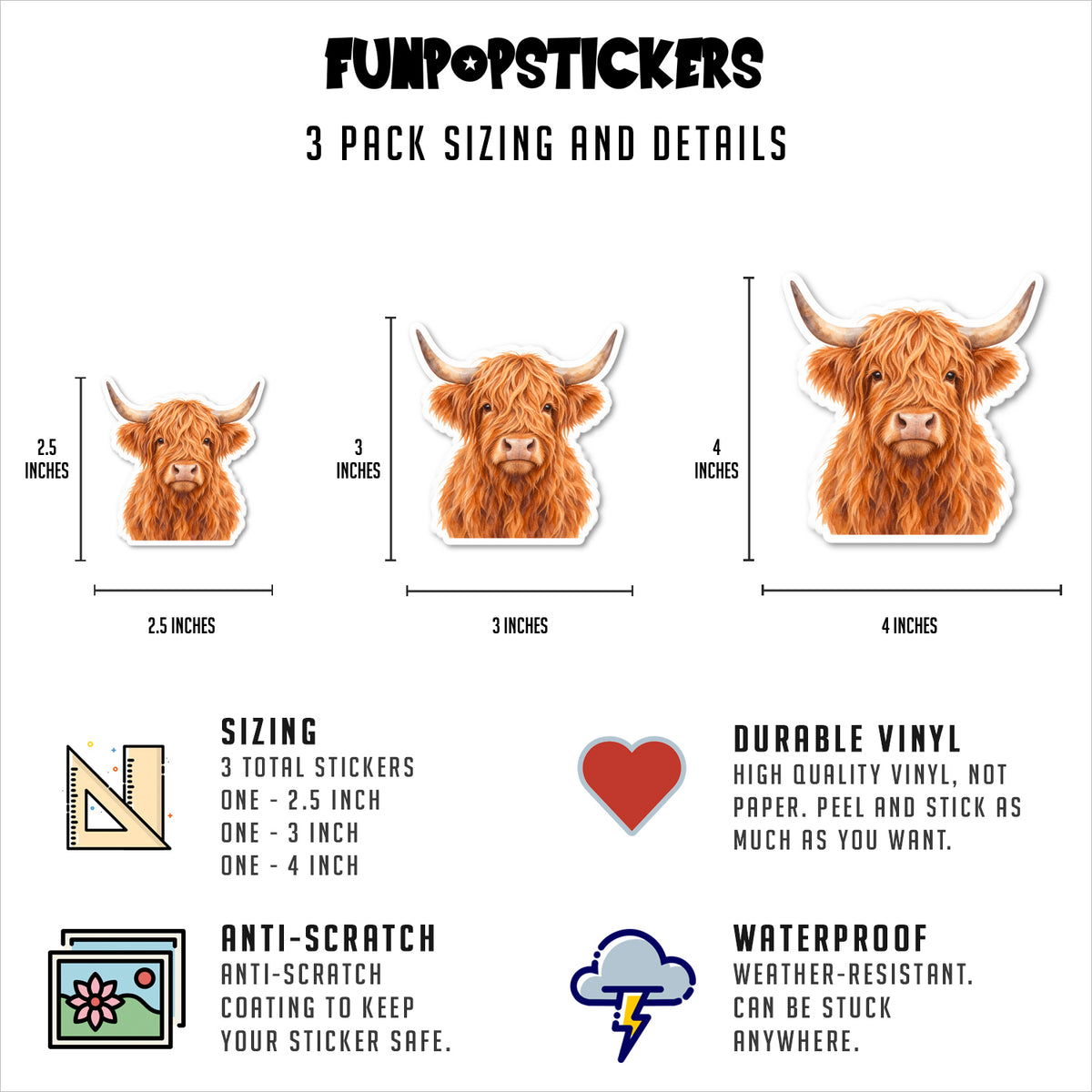 Highland Cow Stickers Vinyl Stickers