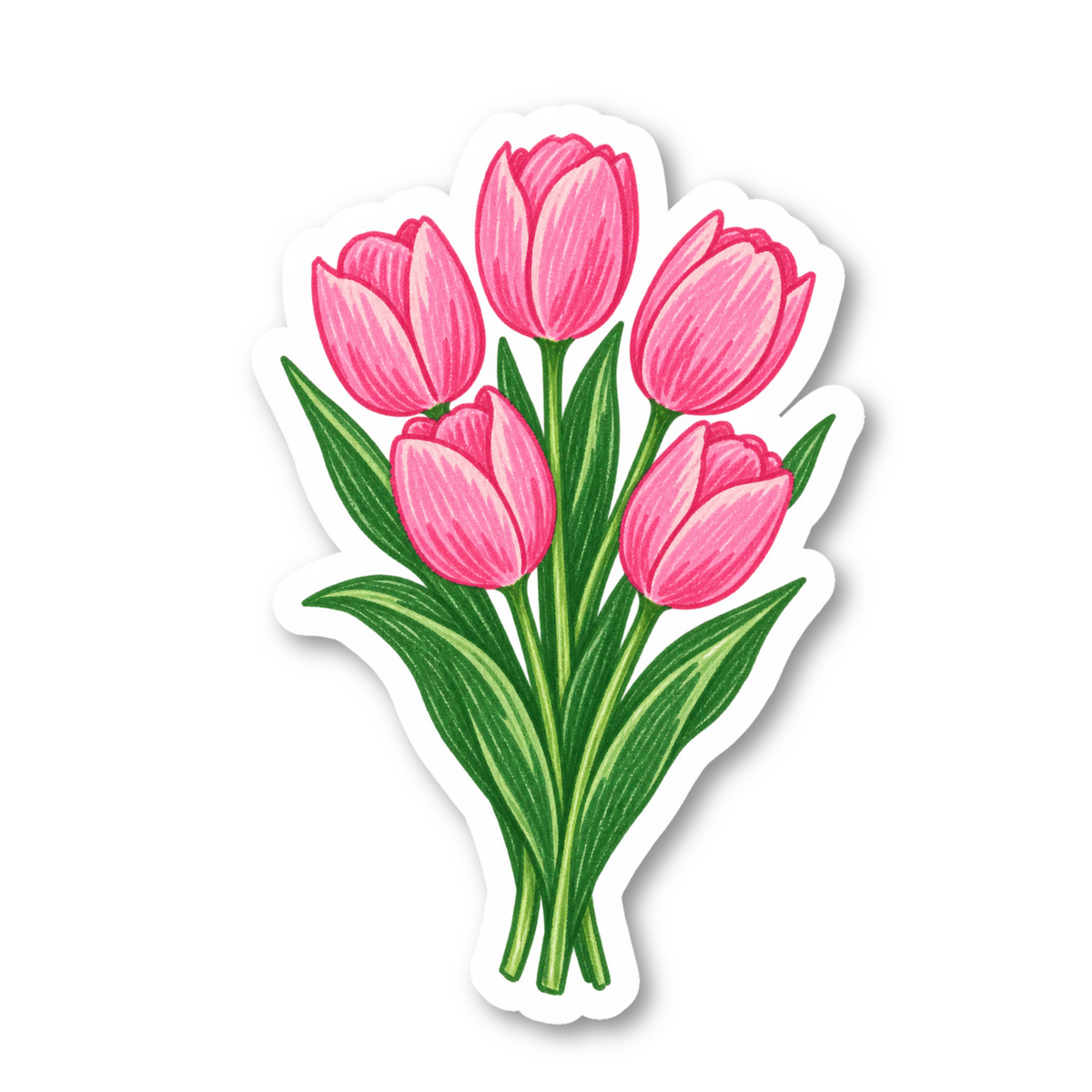 Pink Tulips Vinyl Sticker