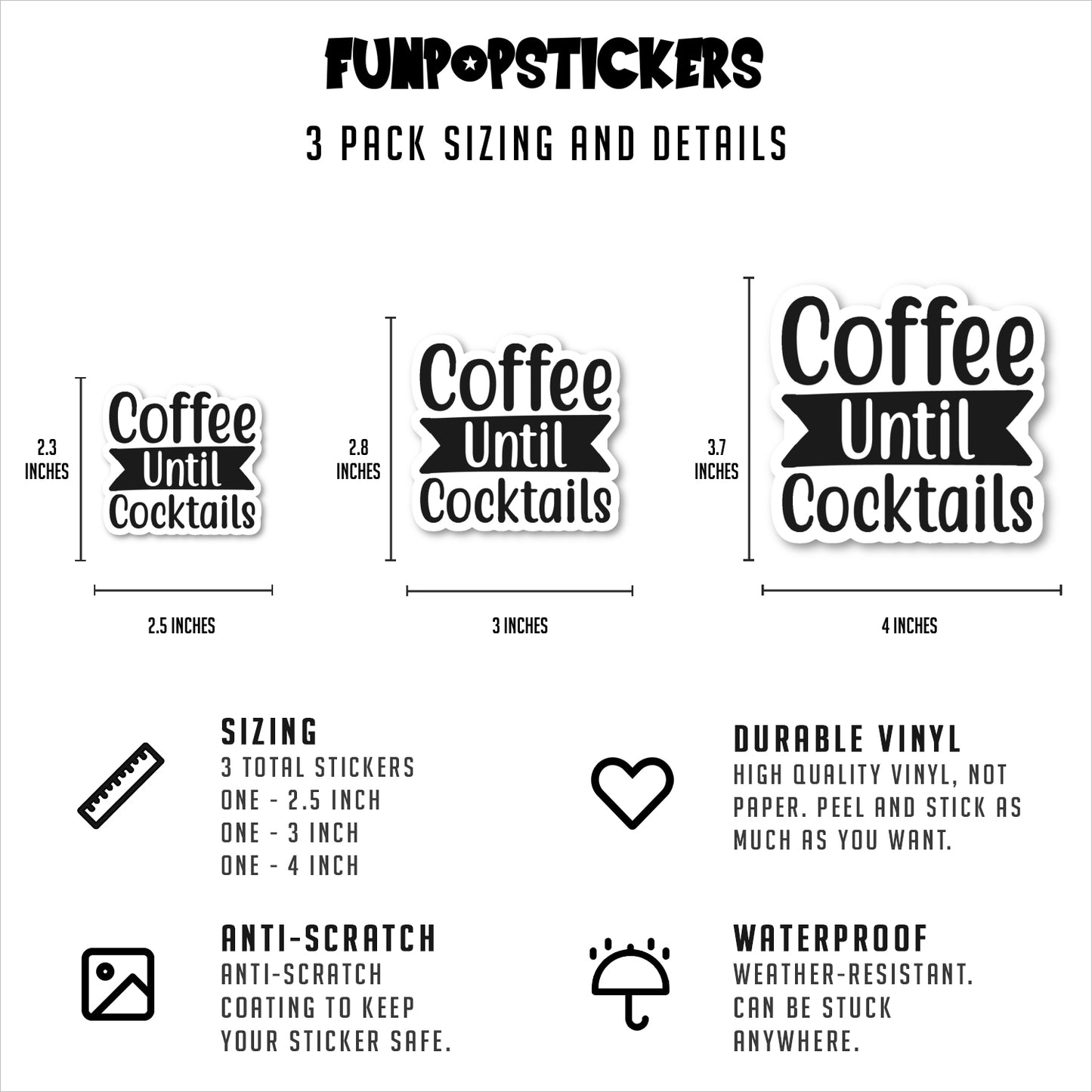 Coffee Until Cocktails Vinyl Stickers