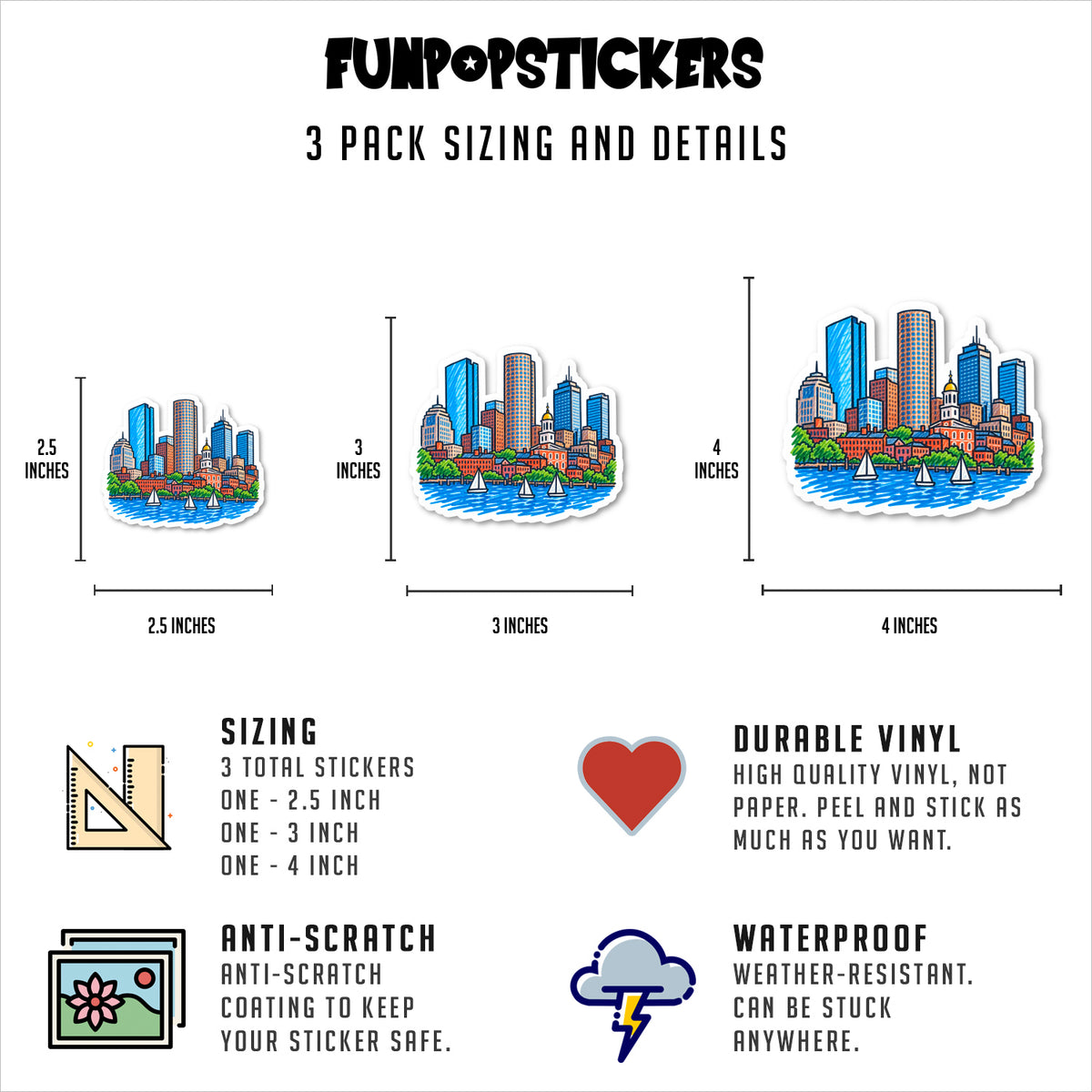 Laptop Stickers Boston Vinyl Stickers