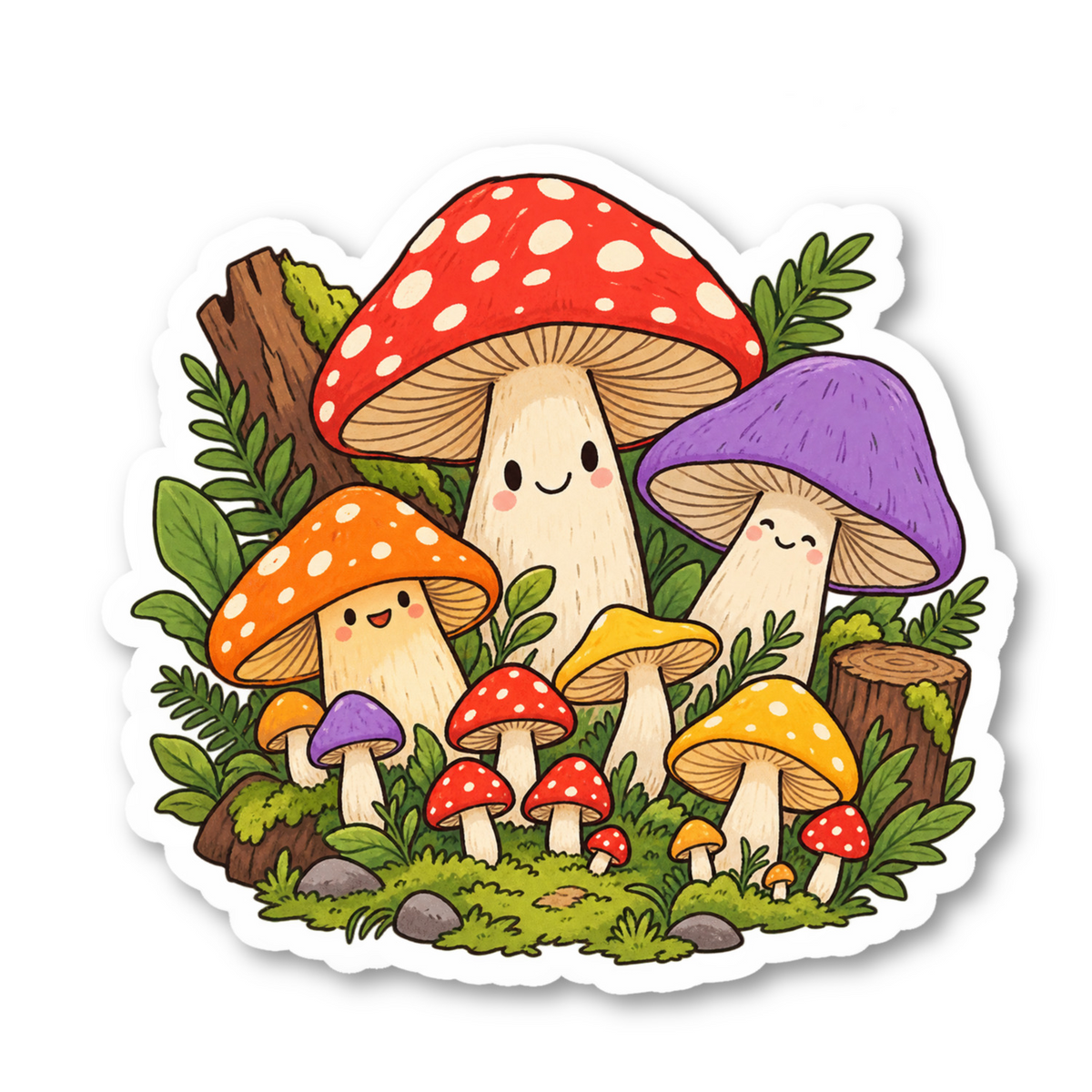 Cute Mushroom Forest Stickers Vinyl Sticker