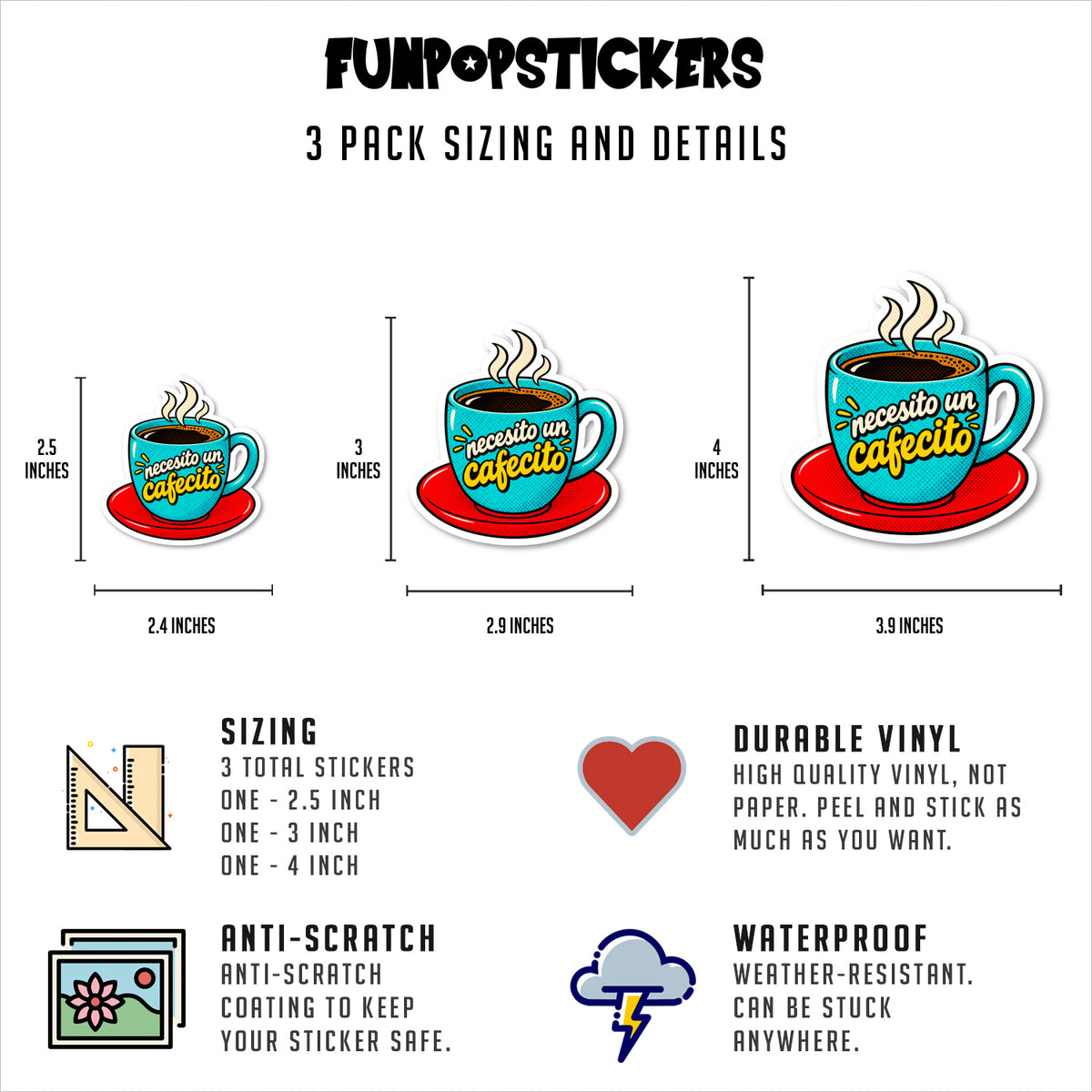 Necesito Un Cafecito Sticker Vinyl Stickers