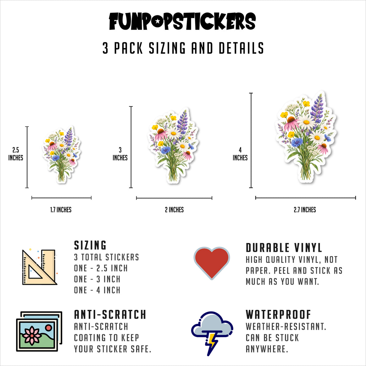 Wildflower Stickers Vinyl Stickers