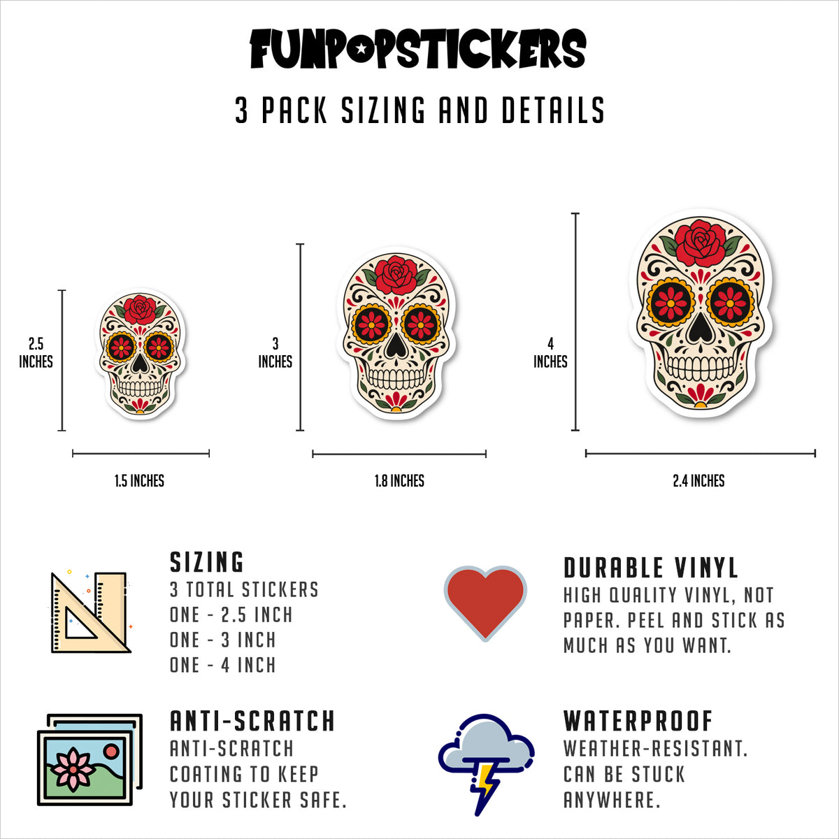 Da De Los Muertos Stickers Vinyl Stickers