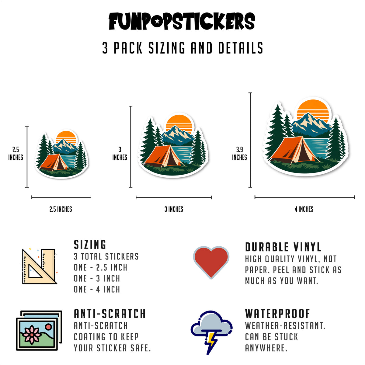Retro Camping Stickers For Water Bottles Vinyl Stickers
