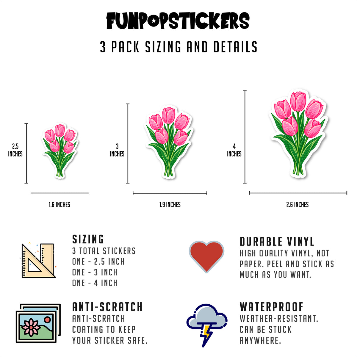 Pink Tulips Vinyl Stickers