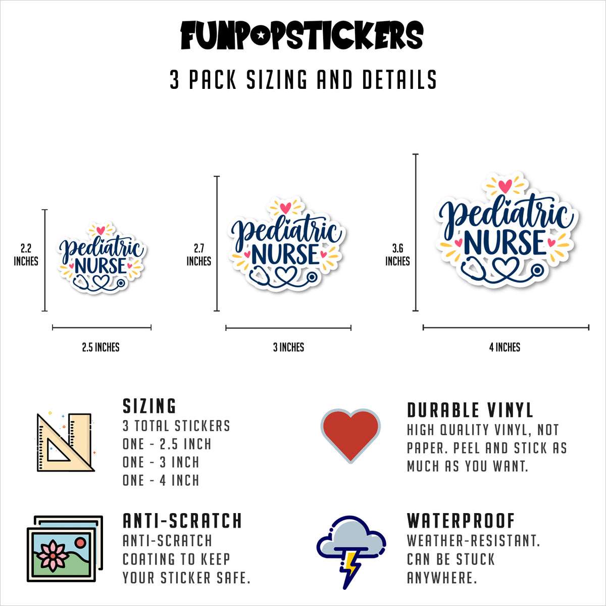 Pediatric Nurse Vinyl Stickers