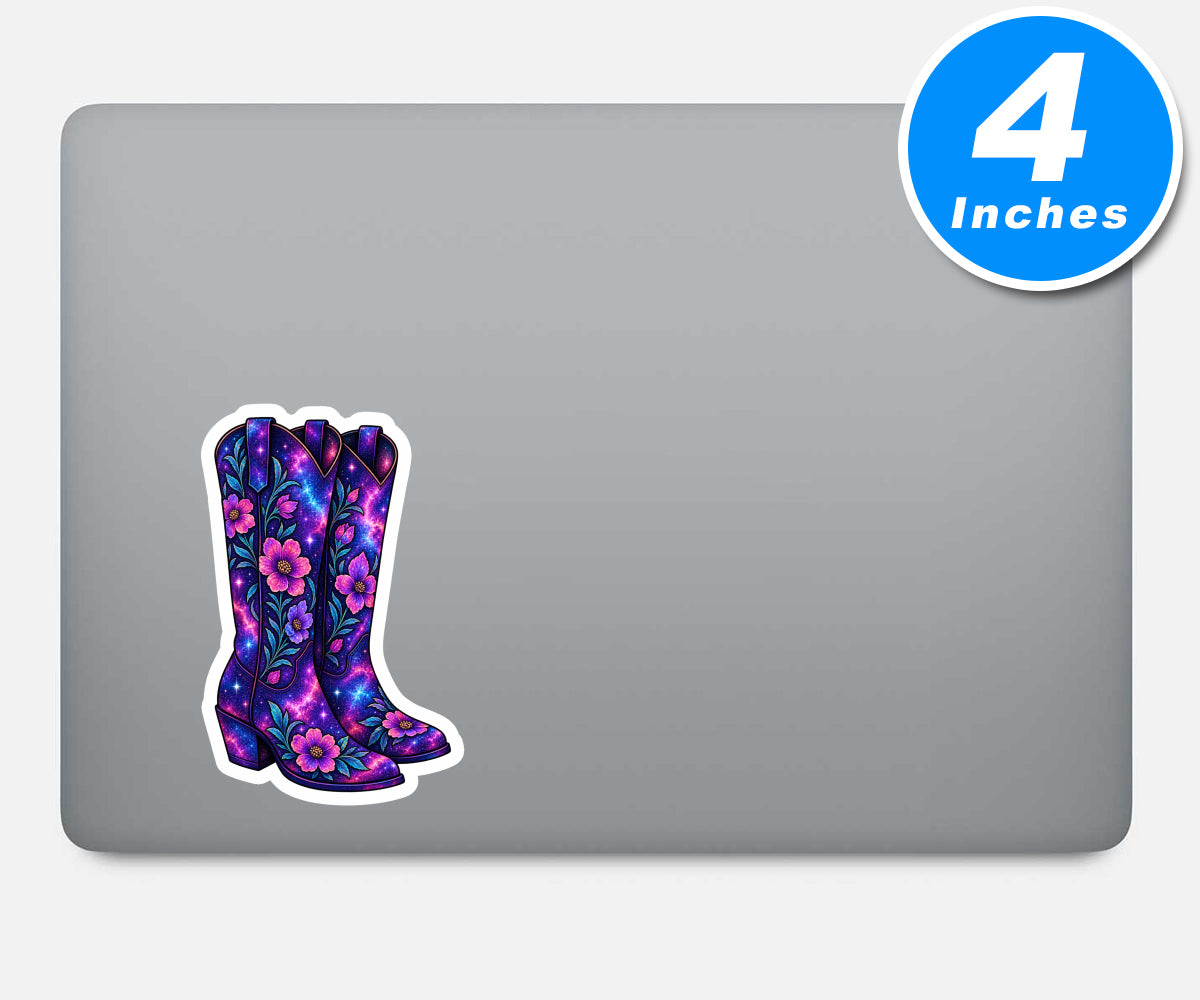Floral Cowboy Boots Vinyl Stickers