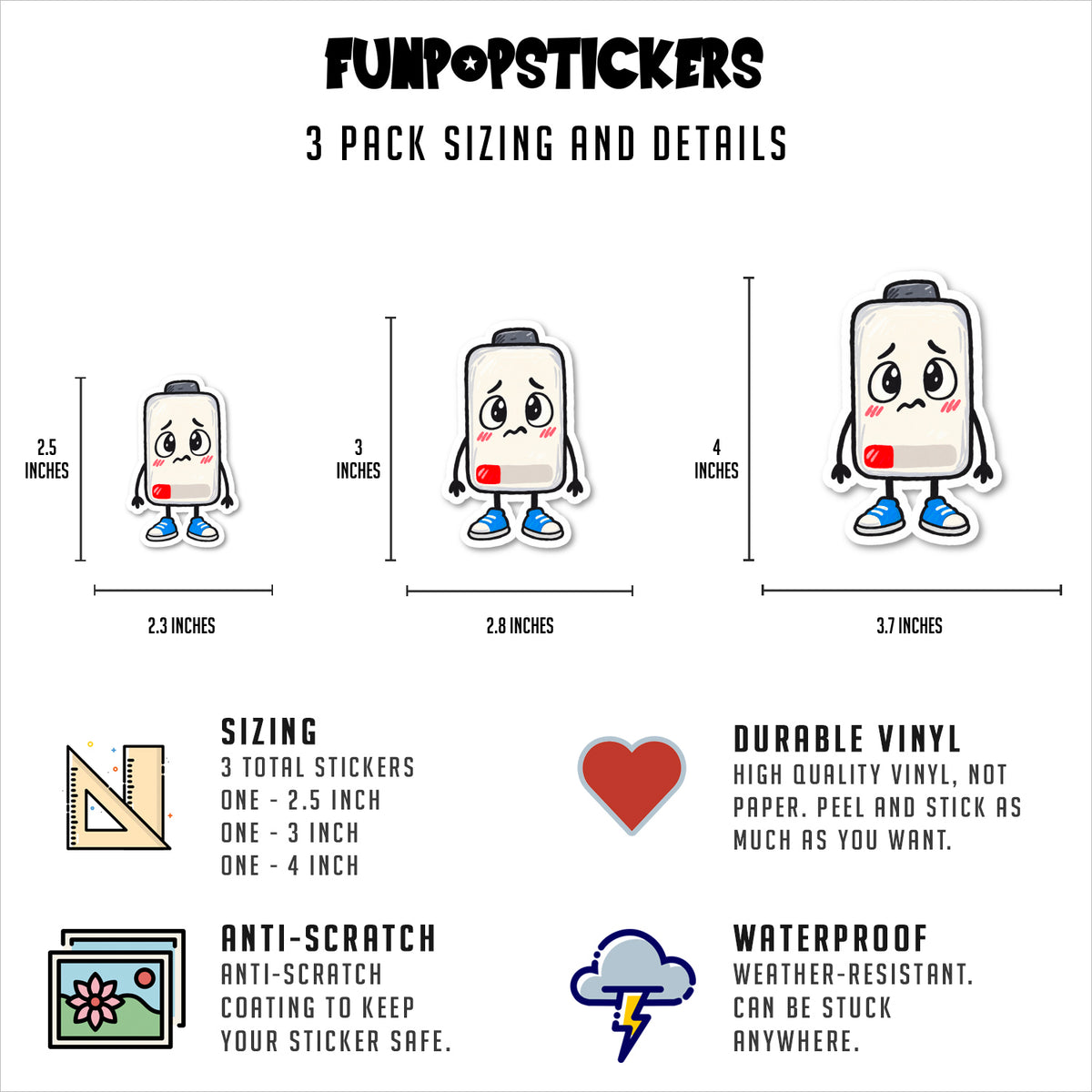 1 Percent Battery Vinyl Stickers
