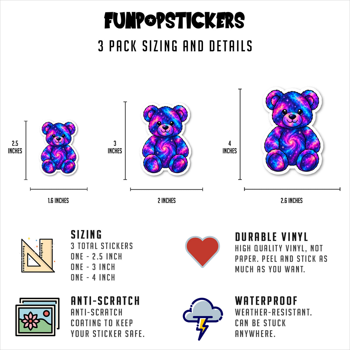 Tie Dye Bear Stickers Vinyl Stickers