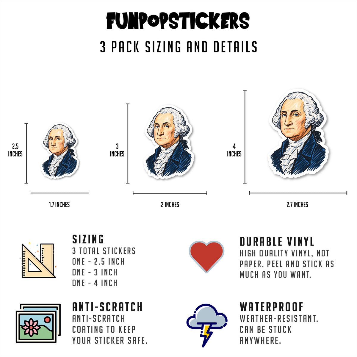 George Washington Vinyl Stickers