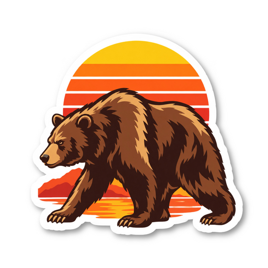 California Bear Sunset Sticker Vinyl Sticker