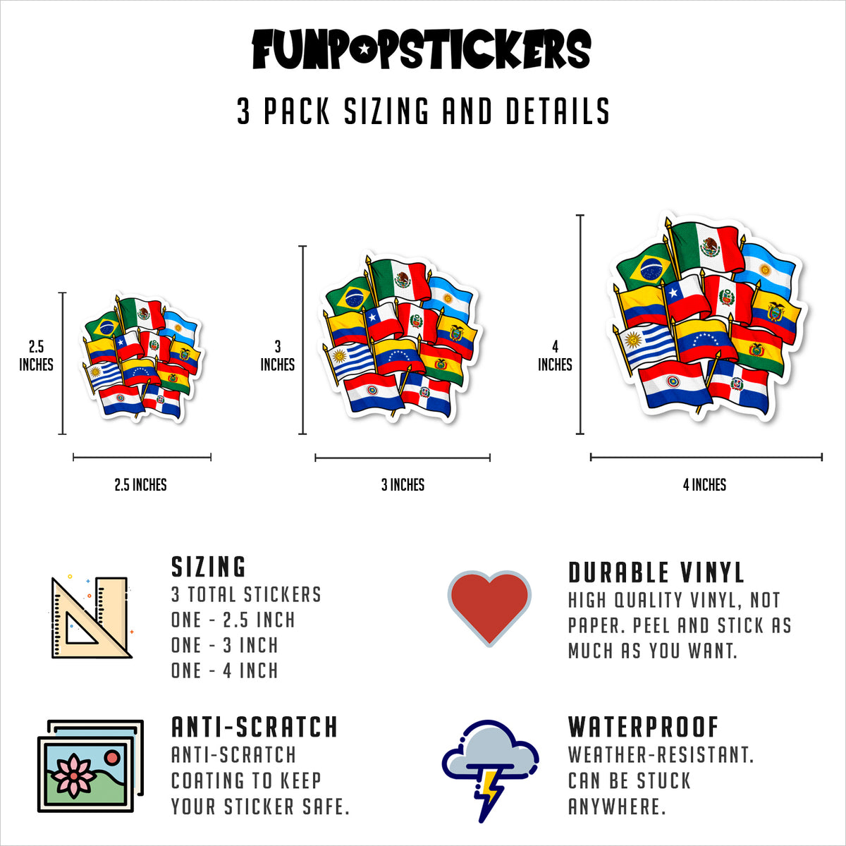 Latin American Flags Stickers Vinyl Stickers