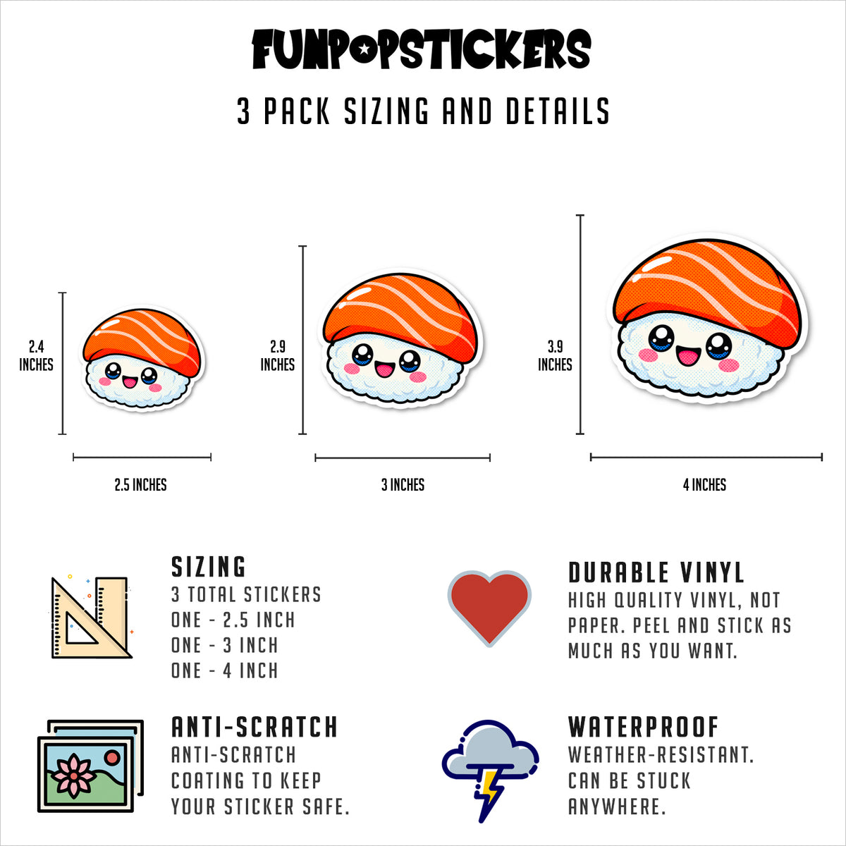 Kawaii Sushi Food Sticker Vinyl Stickers