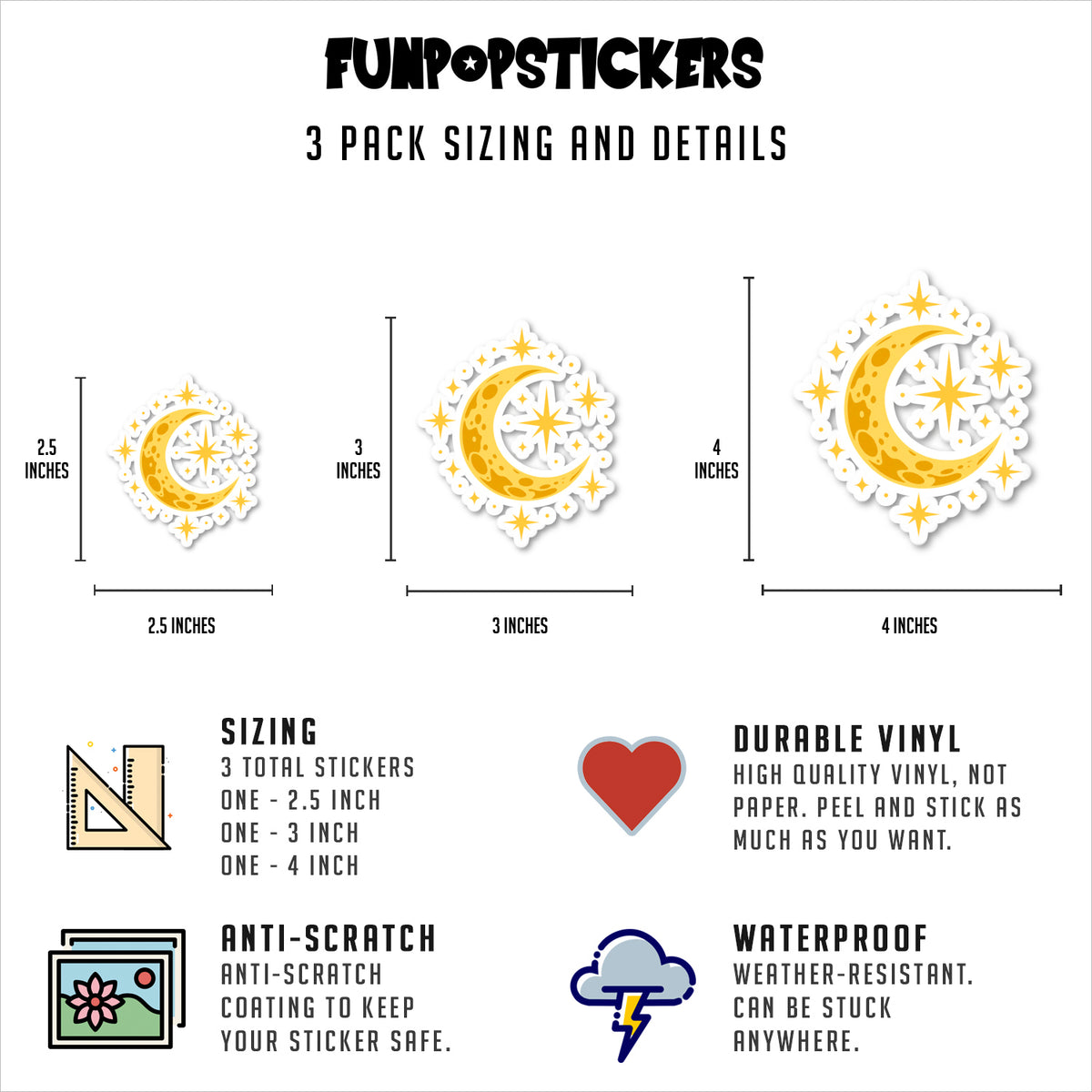 Celestial Moon And Stars Stickers Vinyl Stickers