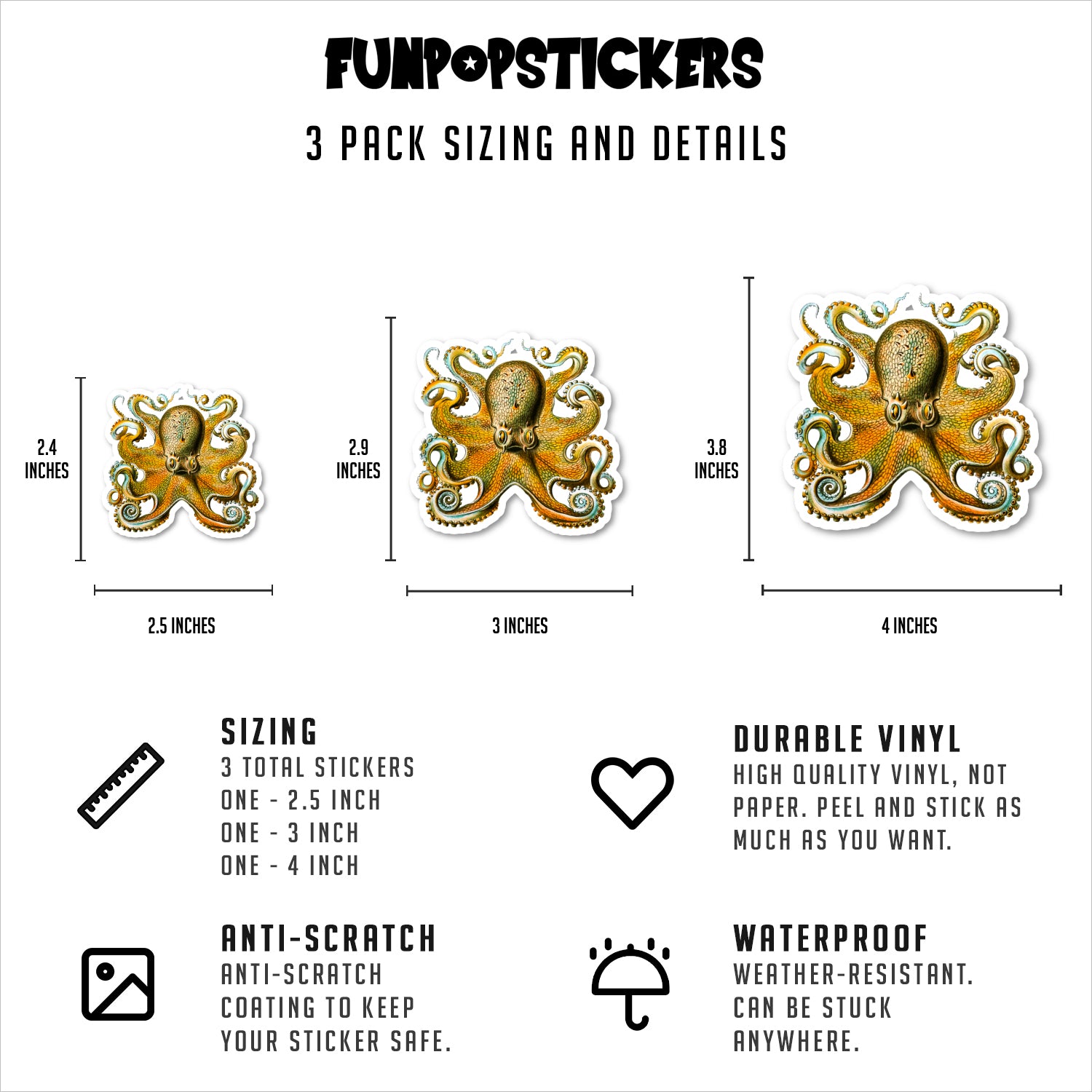 Vintage Octopus Vinyl Stickers