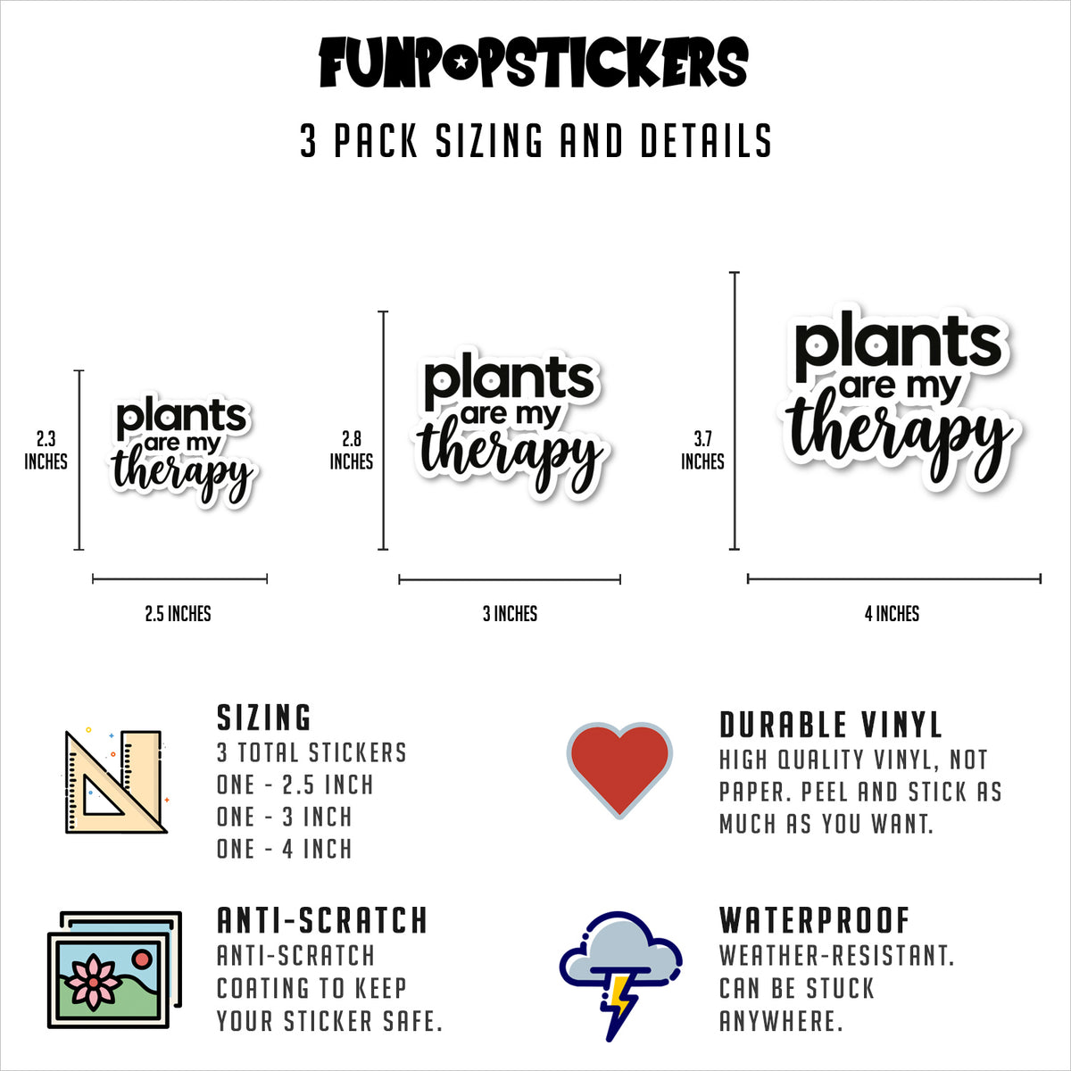 Plants Are My Therapy Quote Vinyl Stickers