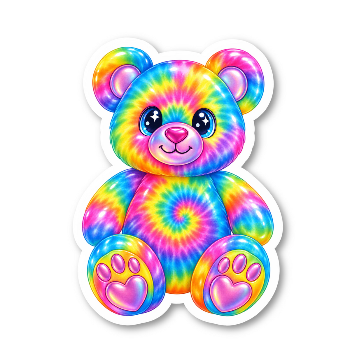 Tie Dye Bear Stickers Vinyl Sticker