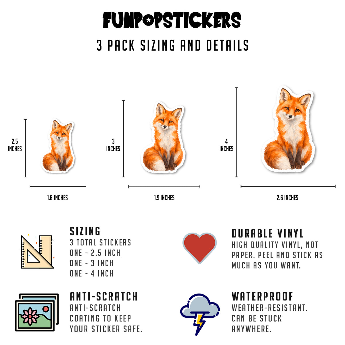 Fox Stickers Vinyl Stickers