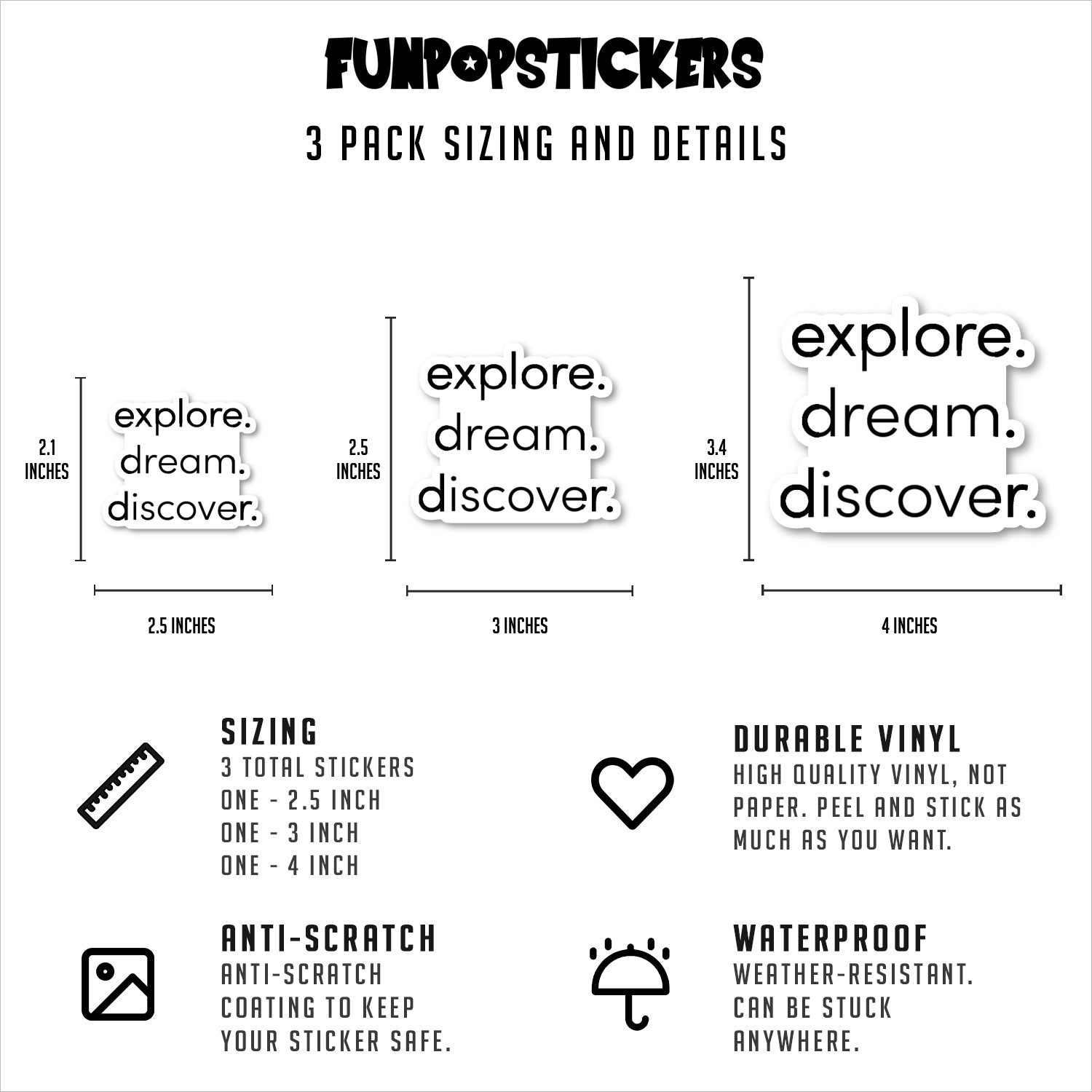 Explore Dream Discover Vinyl Stickers