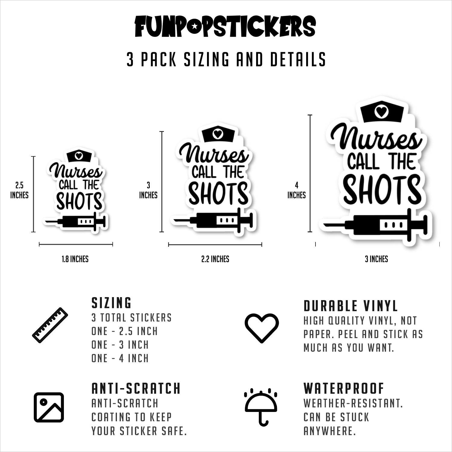 Nurses Call The Shots Funny Vinyl Stickers