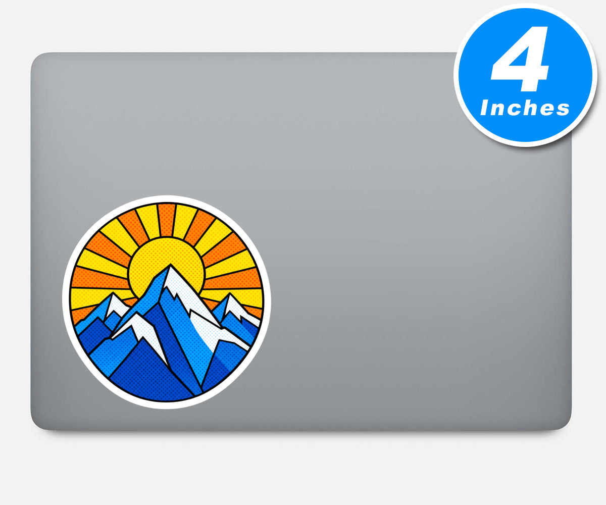 Geometric Mountain Sunrise Sticker Vinyl Stickers