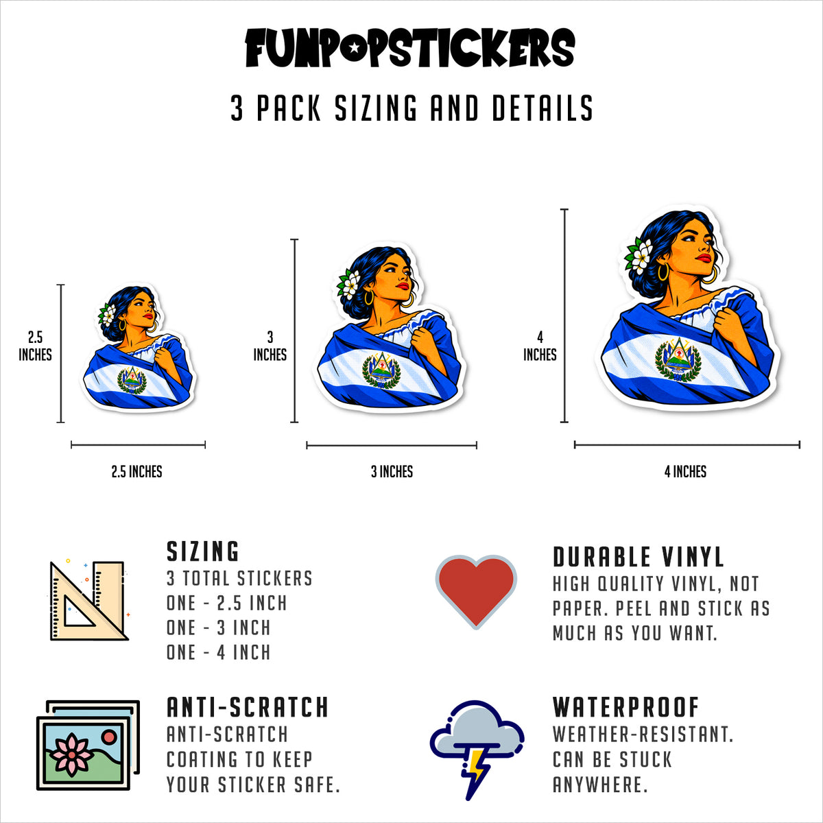 Salvadoran Pride Stickers Vinyl Stickers