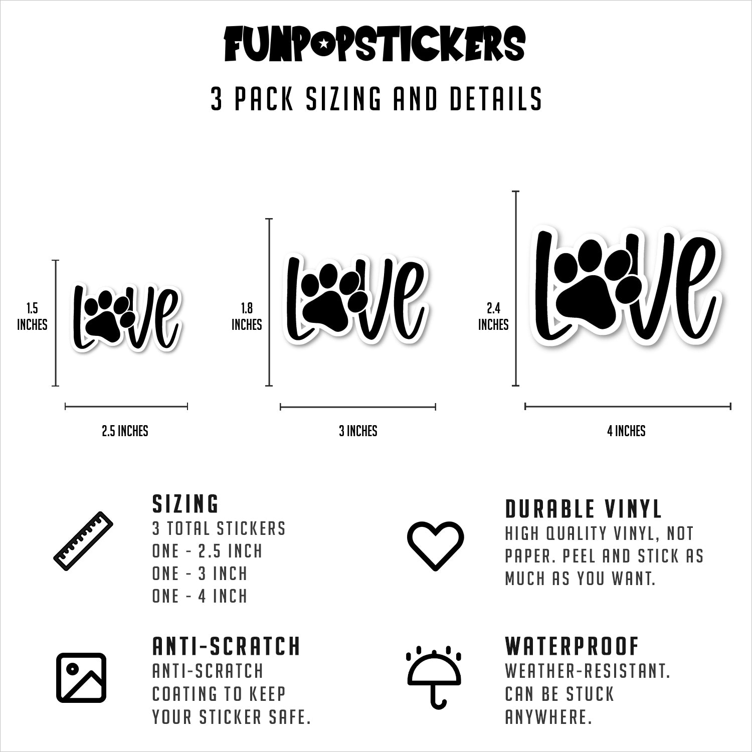 Dog Love Paw Vinyl Stickers