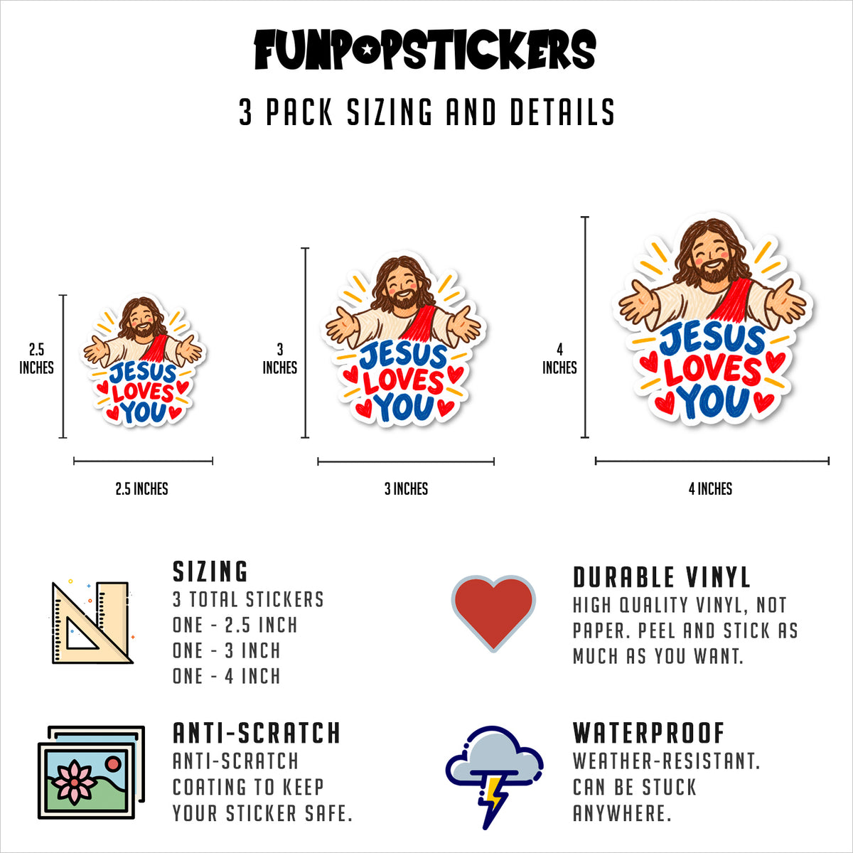 Jesus Loves You Stickers Vinyl Stickers
