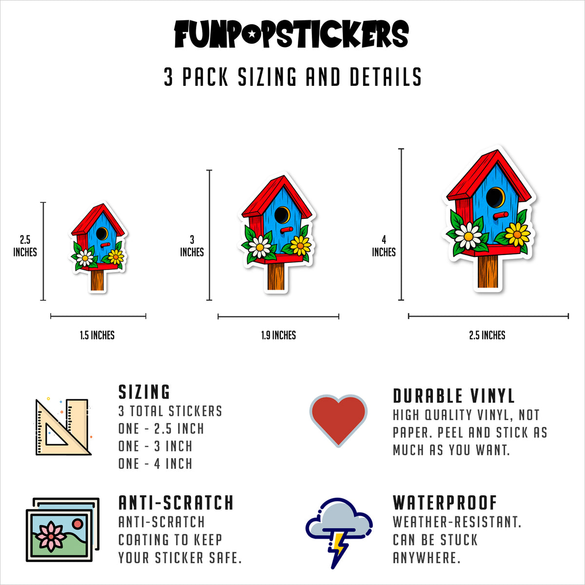 Hand-drawn Birdhouse Garden Sticker Vinyl Stickers