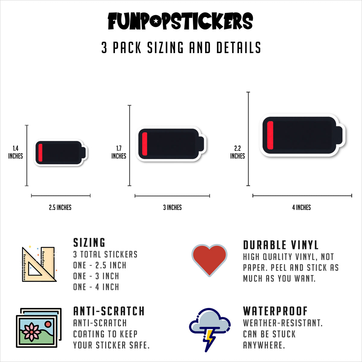 1 Percent Battery Vinyl Stickers