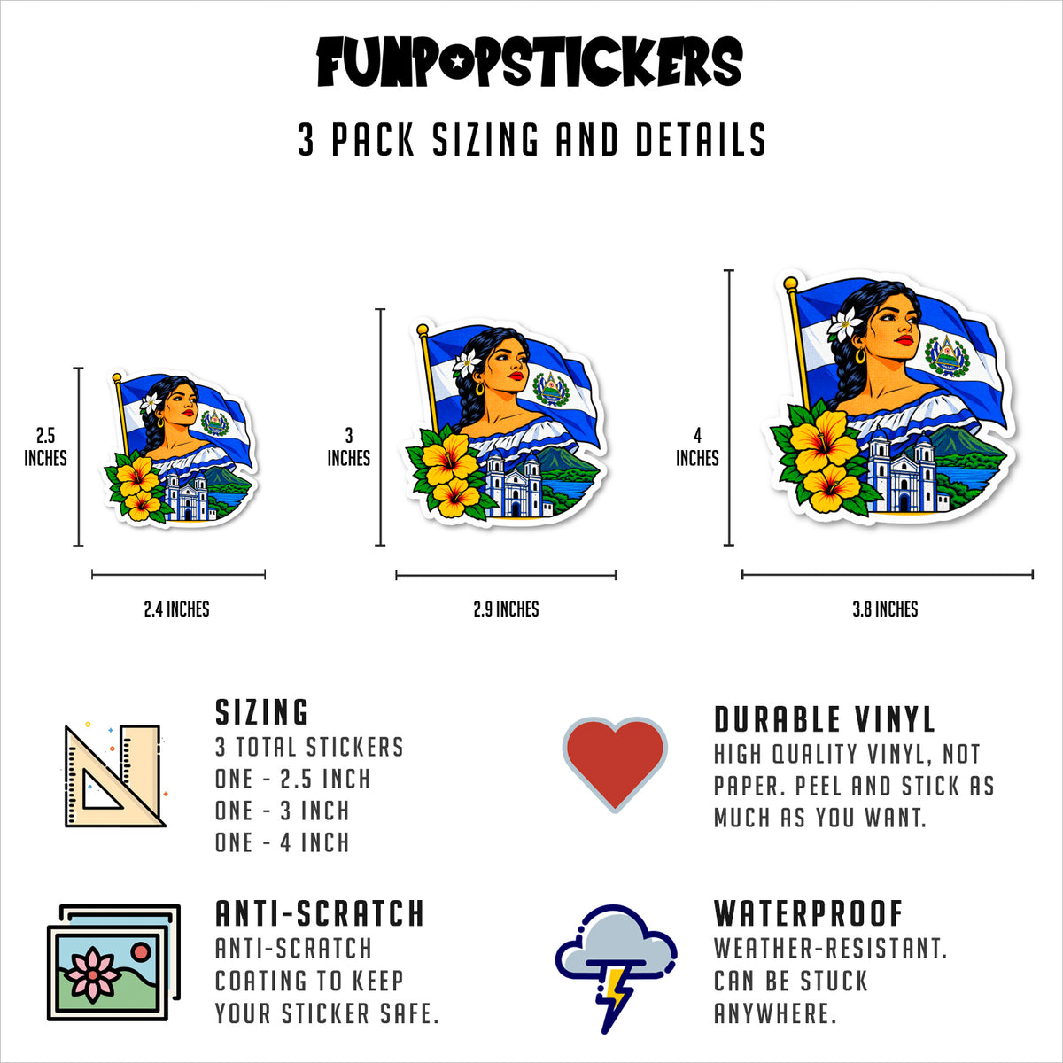 Salvadoran Pride Stickers Vinyl Stickers