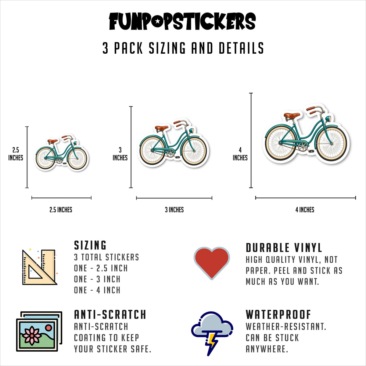 Hand-painted Vintage Bicycle Sticker Vinyl Stickers