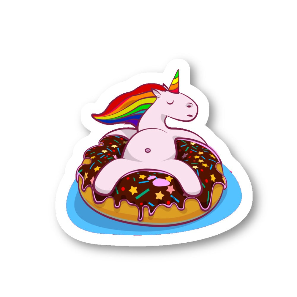 Unicorn On A Donut Floaty Vinyl Sticker