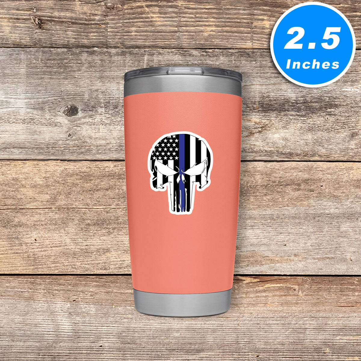 Thin Blue Line Skull Vinyl Stickers