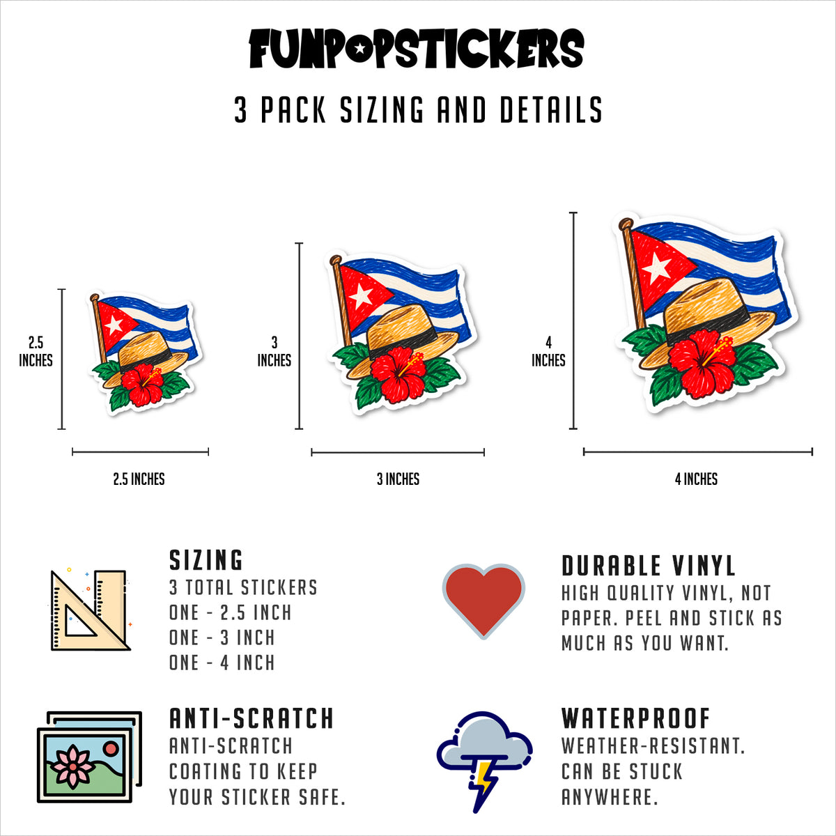 Cuban Pride Stickers Vinyl Stickers
