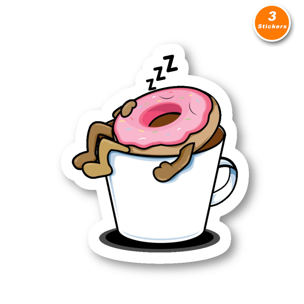 Donut Sleeping In Mug Vinyl Sticker