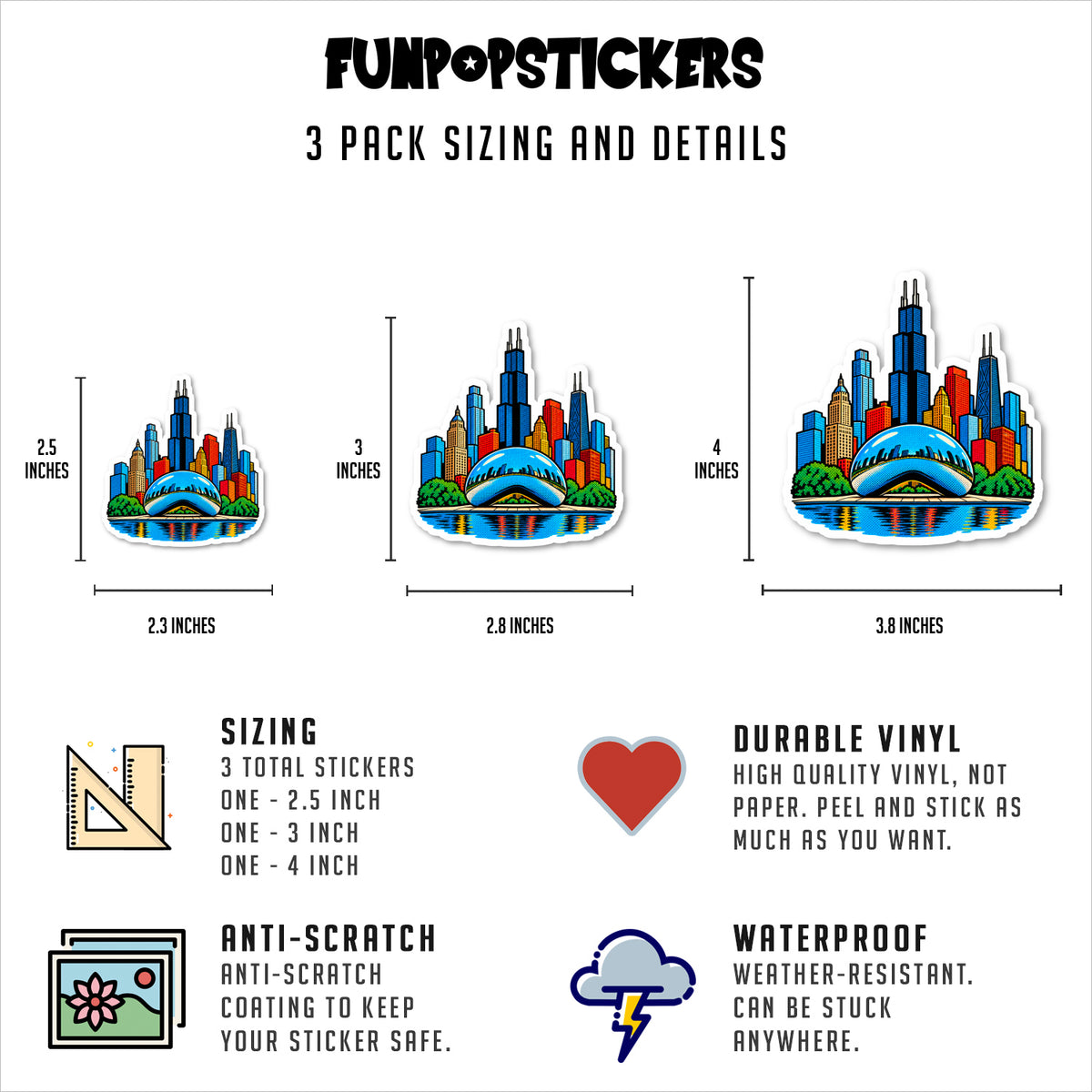 Chicago Sticker Vinyl Stickers