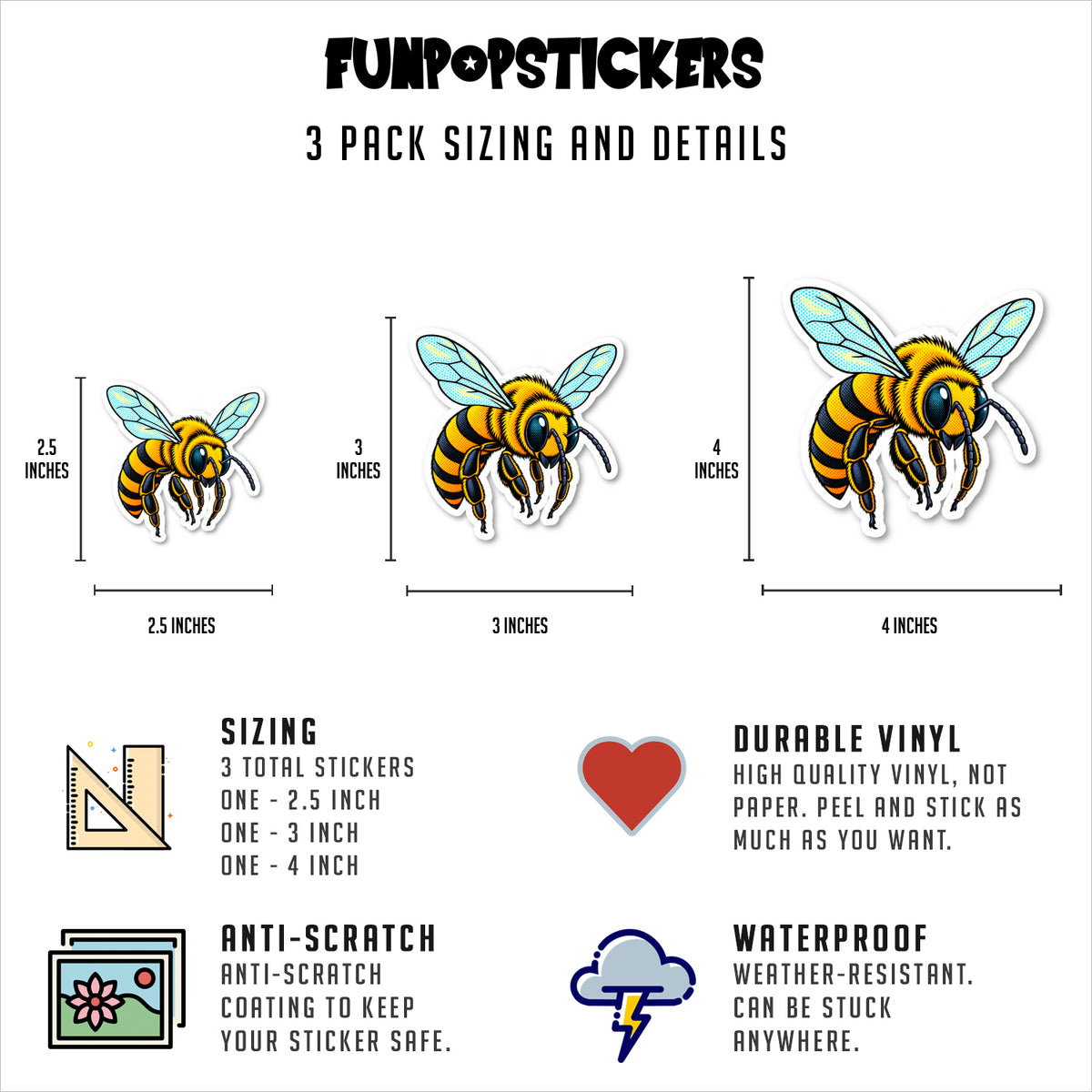 Bee Stickers Vinyl Stickers