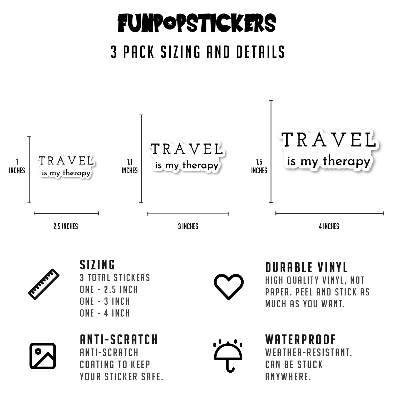 Travel Is My Therapy Vinyl Stickers