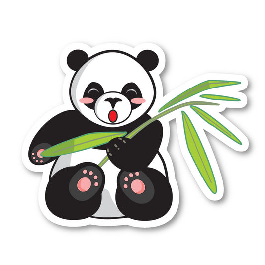Panda Bear Eating Bamboo Leaves Vinyl Sticker
