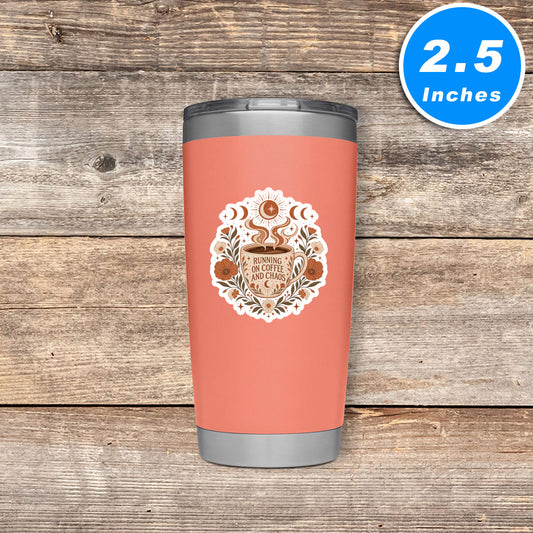 Running On Coffee And Chaos Quote Vinyl Stickers