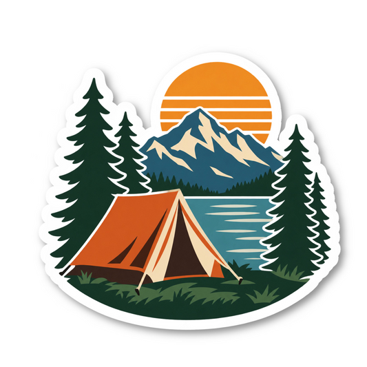 Retro Camping Stickers For Water Bottles Vinyl Sticker