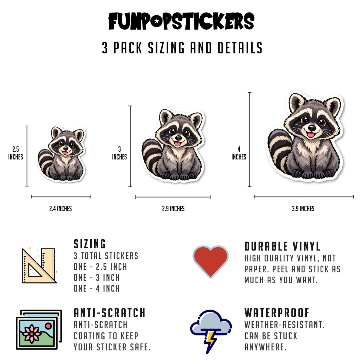 Raccoon Stickers Vinyl Stickers
