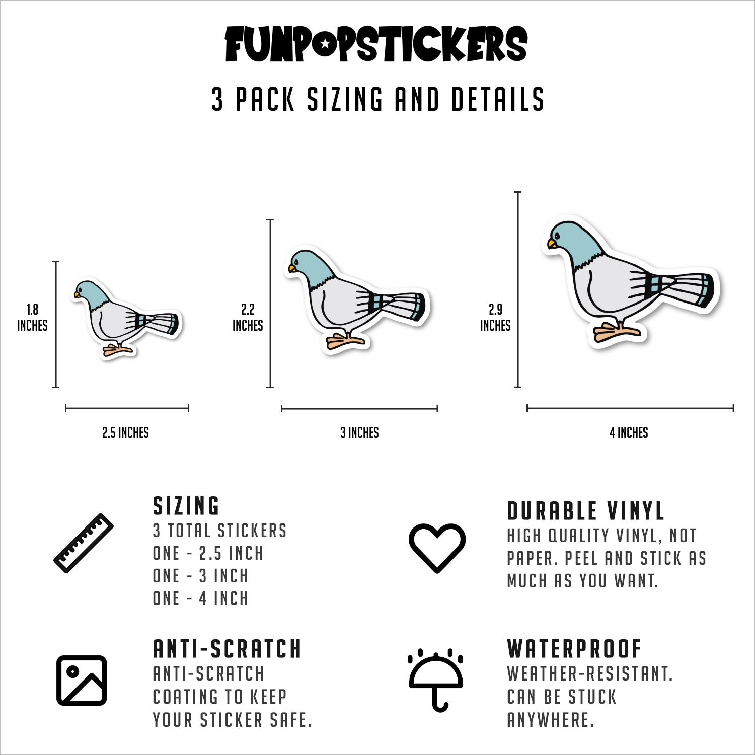 Pigeon Vinyl Stickers