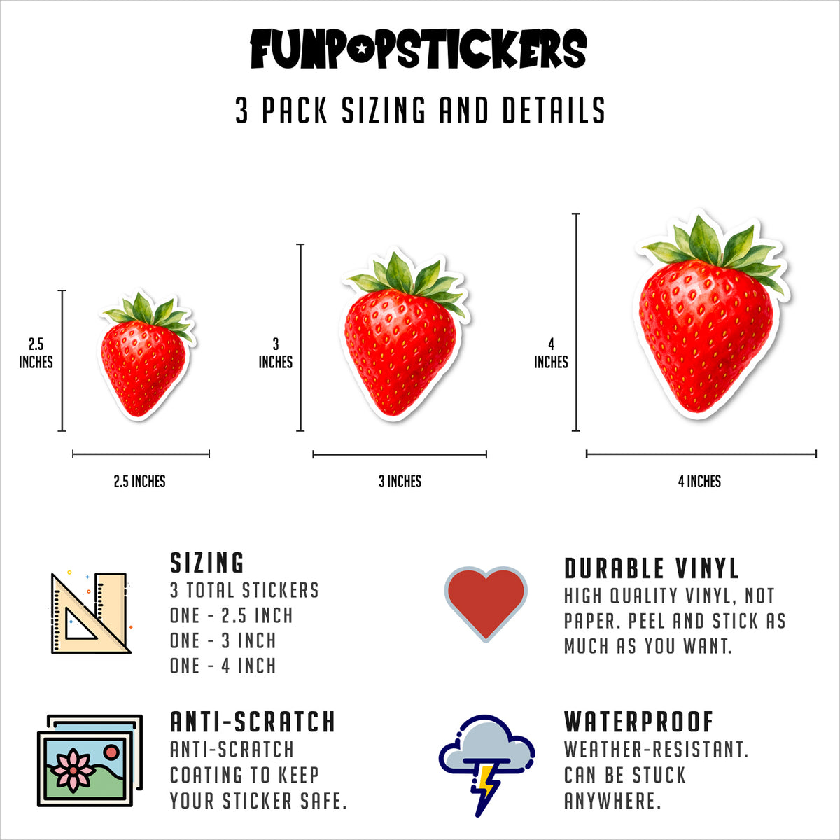 Strawberry Stickers Vinyl Stickers